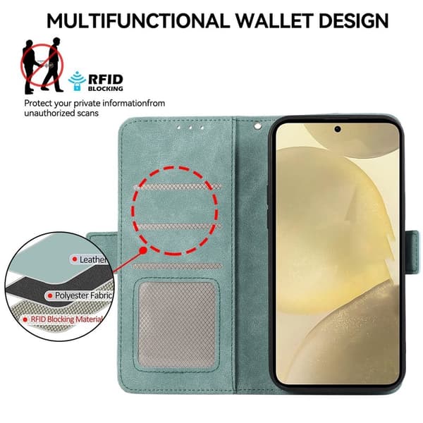 ABEEL Samsung Galaxy S21 Plånboksfodral Konstläder RFID-Skydd - Blå
