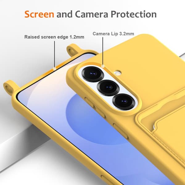 Mobilskal för Samsung Galaxy S26 Plus Flytande silikon Kortfack - Gul
