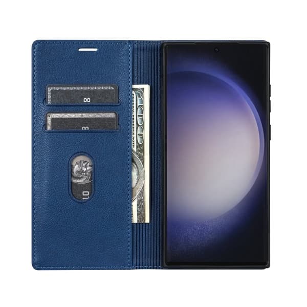 Samsung Galaxy S26 Ultra Plånboksfodral Magnetisk Stängning Konstläder - Blå