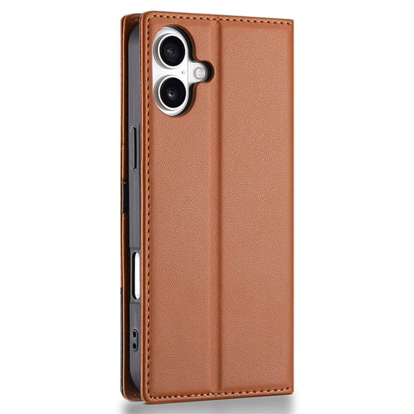 N.BEKUS iPhone 17 Konstläder Plånboksfodral RFID-Skydd P3 - Brun Brun