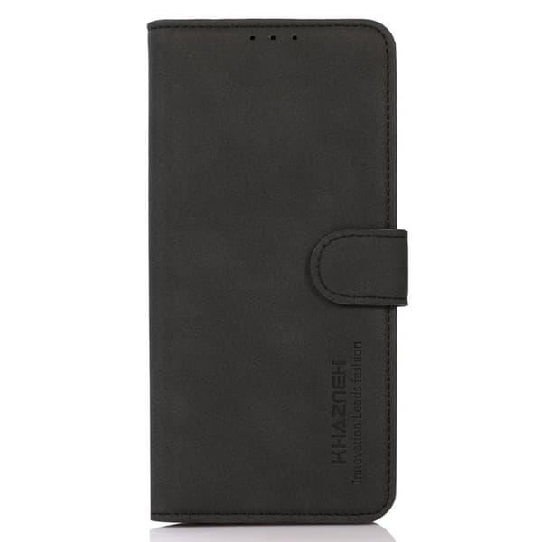 KHAZNEH iPhone 15 Plånboksfodral Anti-Dust TextuRöd Konstläder - Svart