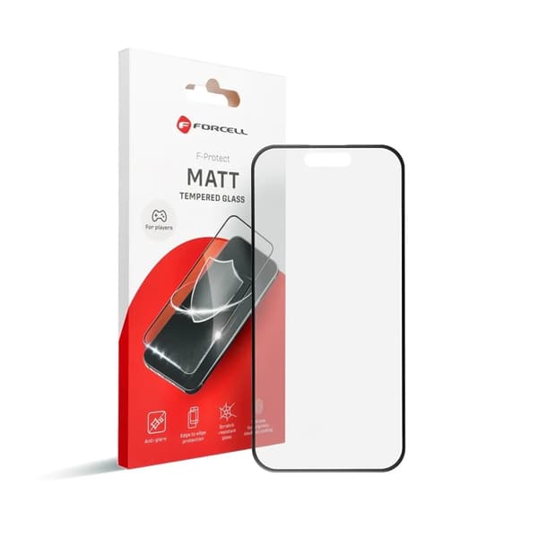 Forcell iPhone 14 Pro hærdet glas Skærmbeskytter Matt - Sort Black