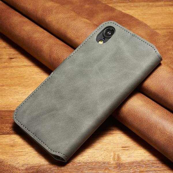 DG.MING Plånboksfodral Konstläder med Kortfack för iPhone XR - Grå