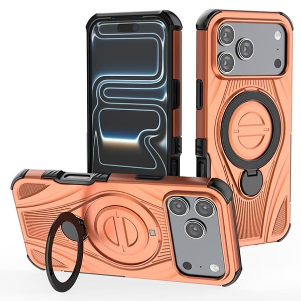Mobilskal till iPhone 17 Pro MagSafe Rotating Kickstand Shockproof - Orange Orange