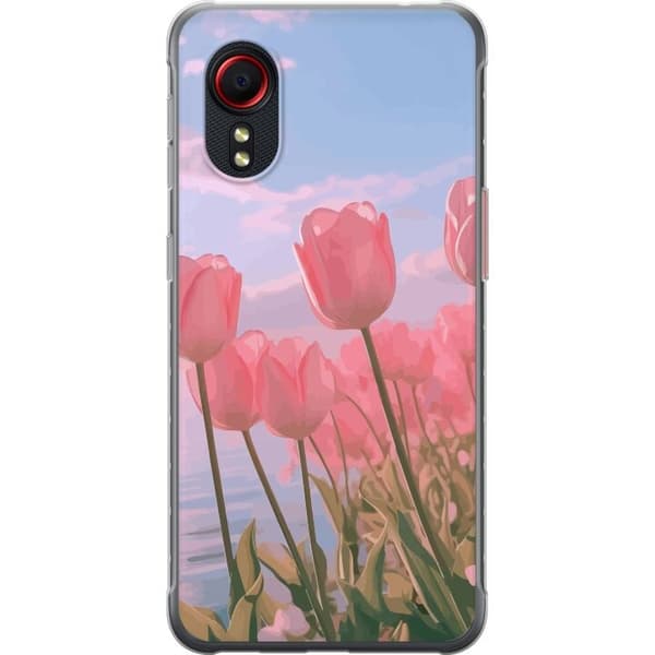 Telefontaske til Samsung Galaxy Xcover 5 med lyserøde tulipaner