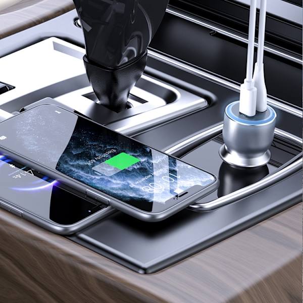 Dudao Billaddare PD 120W 1xUSB-A 1xUSB-C QC3.0 LED R4Ultra - Grå Grå