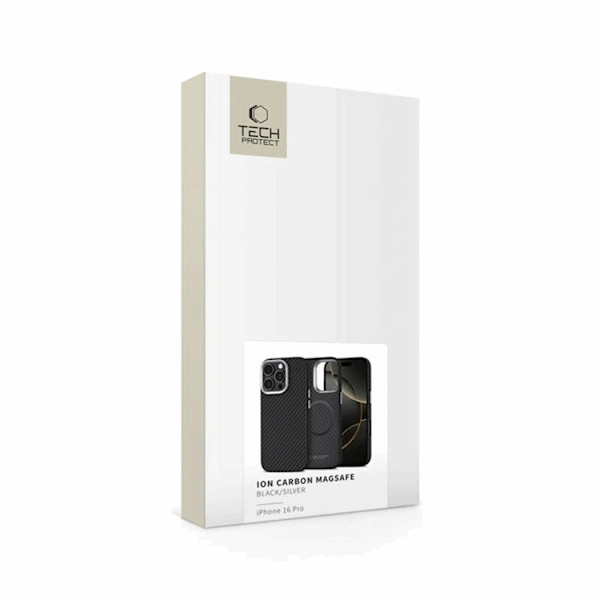 Tech-Protect Telefontaske til iPhone 16 Pro Magsafe Ion Carbon - Sort/Sølv Svart