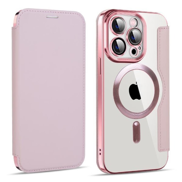 iPhone 12 Pro Max Magsafe lompakkokotelo RFID Flip - vaaleanpunainen