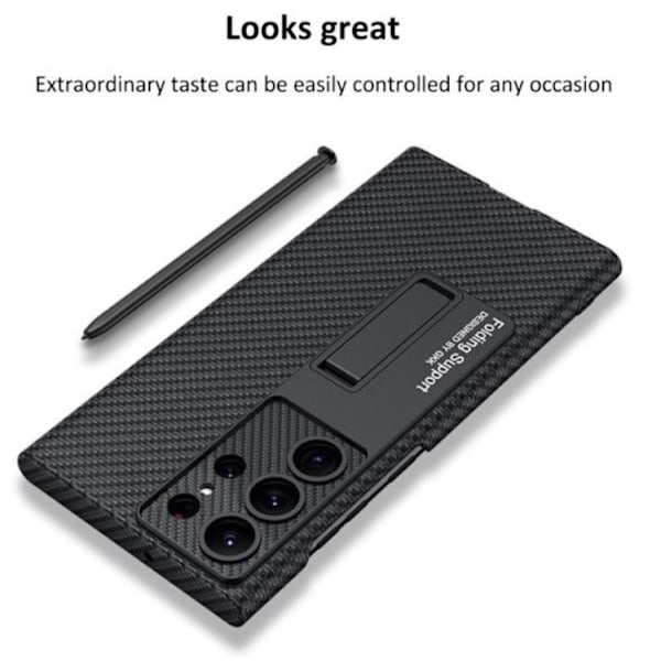 GKK Galaxy S23 Ultra Mobilskal Kickstand PU-Läder - Svart Svart