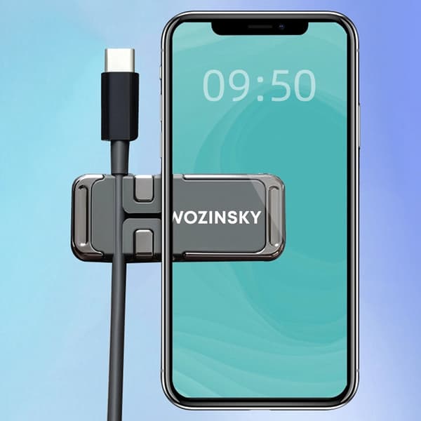 Wozinsky Magnetisk Mobilhållare med kabelorganisator Svart