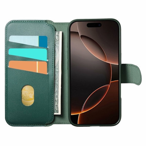 CASENEO iPhone 15 Pro Plånboksfodral RFID Blocking Konstläder - Grön