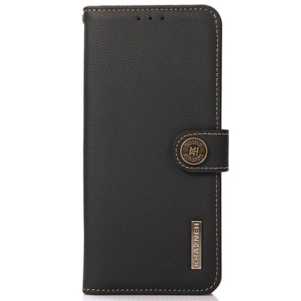 KHAZNEH Galaxy S23 Plus Plånboksfodral Äkta Läder RFID - Svart Svart