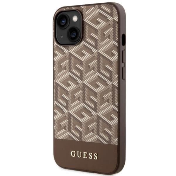Guess iPhone 14 Plus Mobilskal MagSafe GCube Stripes - Brun Brun