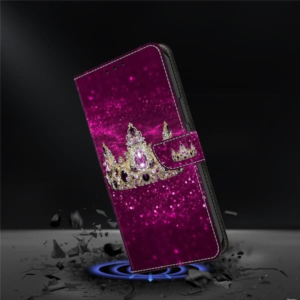 Galaxy A17 5G Konstläder Plånboksfodral Pattern Printing - Lila Diamond Crown Lila