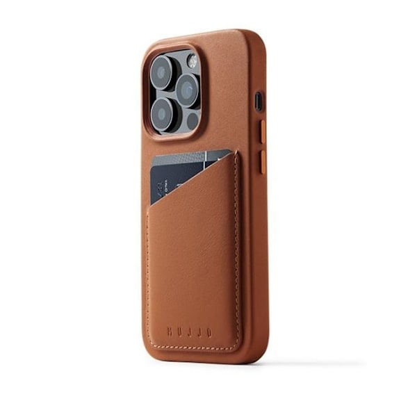 Mujjo iPhone 14 Pro Skal Korthållare Full Läder - Tan
