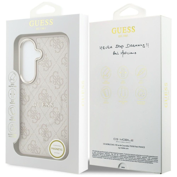 Guess Mobilskal För Galaxy S26 MagSafe 4G Embossed Ring - Rosa Rosa