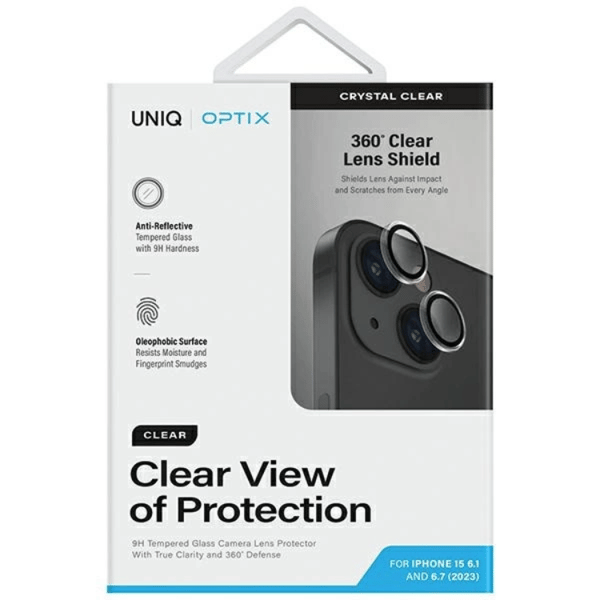 UNIQ iPhone 15/15 Plus Kameralinsskydd Härdat Glas Optix Transparent