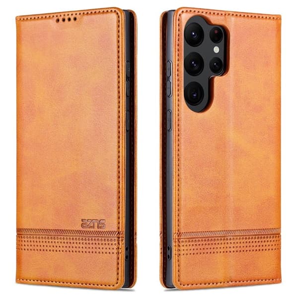 AZNS Samsung Galaxy S24 Ultra Plånboksfodral Konstläder - Brun