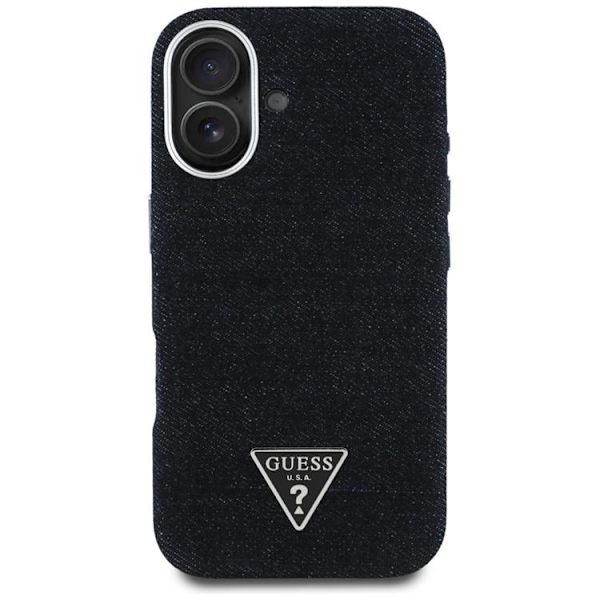 Guess Telefontaske til iPhone 16 MagSafe Denim Triangle Logo - Sort