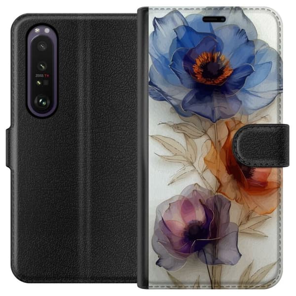 Pung Taske til Sony Xperia 1 III med silkeblomster
