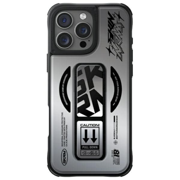 Skinarma telefontaske til iPhone 16 Pro MagSafe magnetisk grebstativ - krom Grå