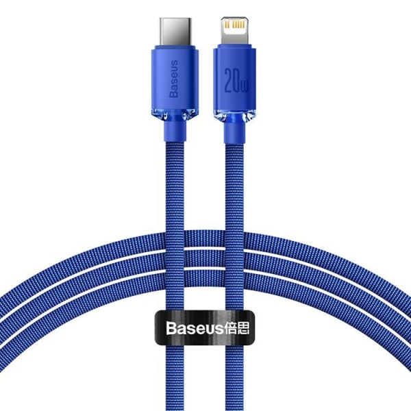 Baseus Crystal USB-C - Lightning 20 W -kaapeli 1,2 m - sininen