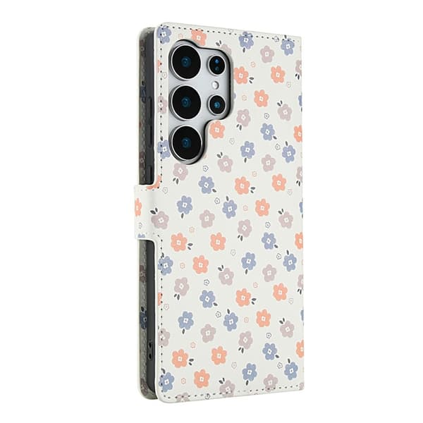 Galaxy S25 Ultra Plånboksfodral Rhombic Floral A4 Vit