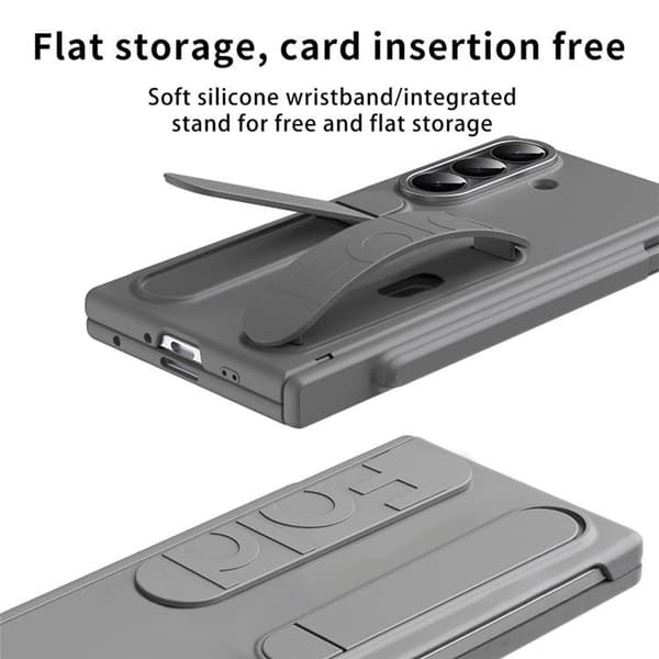 Mobilskal För Galaxy Z Fold 8 Kortfack Kickstand med Skärmskydd - Grå Grå