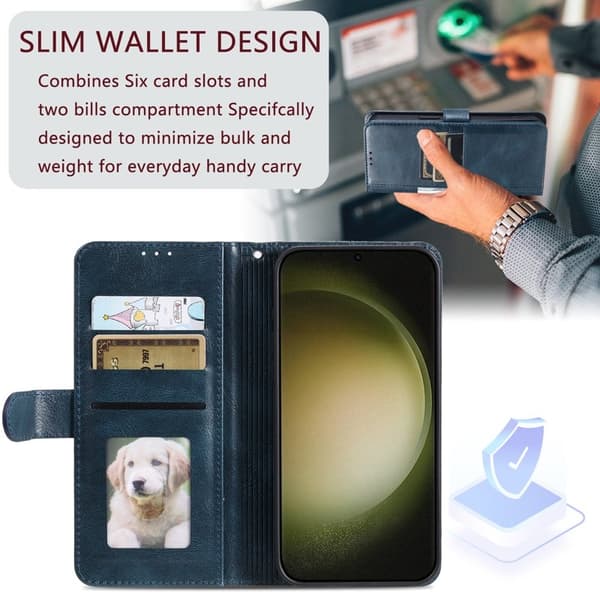 Samsung Galaxy S26 Plus Skal PU Läder 6 Kortfack - Svartgrön