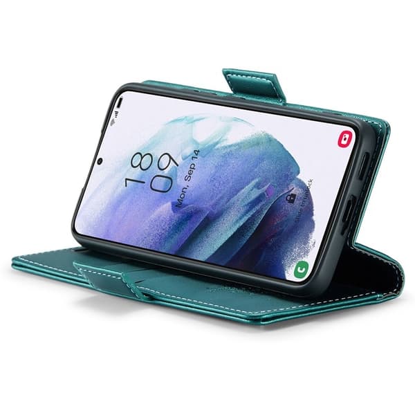 CASEME Plånboksfodral Konstläder för Samsung Galaxy S21 5G - Grön