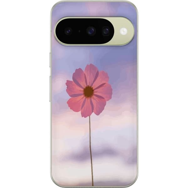 Taske til Google Pixel 10 med lyserød blomst