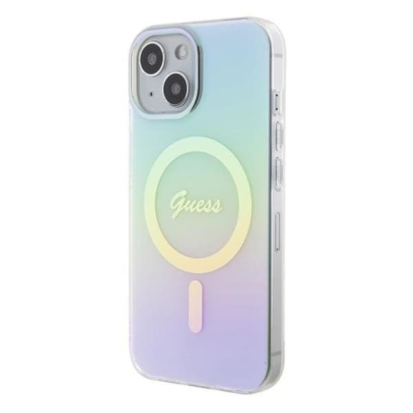 Guess Mobilskal till iPhone 15 Plus Magsafe IML Iridescent - Turquoise Turkos