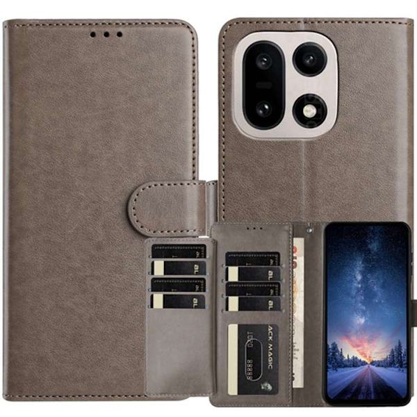 OnePlus 15 5G Plånboksfodral Folio Flip Konstläder Grå