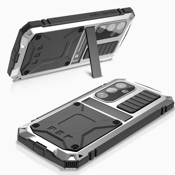 R-JUST Mobilskal till Galaxy S24 Kickstand Shockproof PC+Silicone Silver