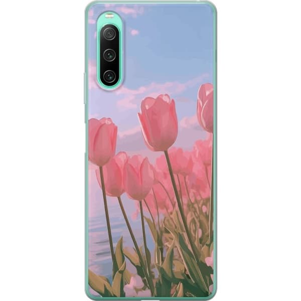 Telefontaske til Sony Xperia 10 IV med Lyserøde Tulipaner
