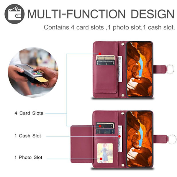 Plånboksfodral för Samsung Galaxy S26 Konstläder Ringfäste - Röd