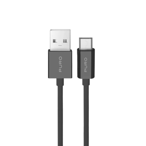 Puro USB-A - Micro-USB 12W Kabel 1m TPE - Svart Svart