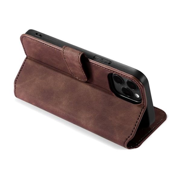 DG.MING Retro Konstläder Folio Plånboksfodral iPhone 13 mini - Brun