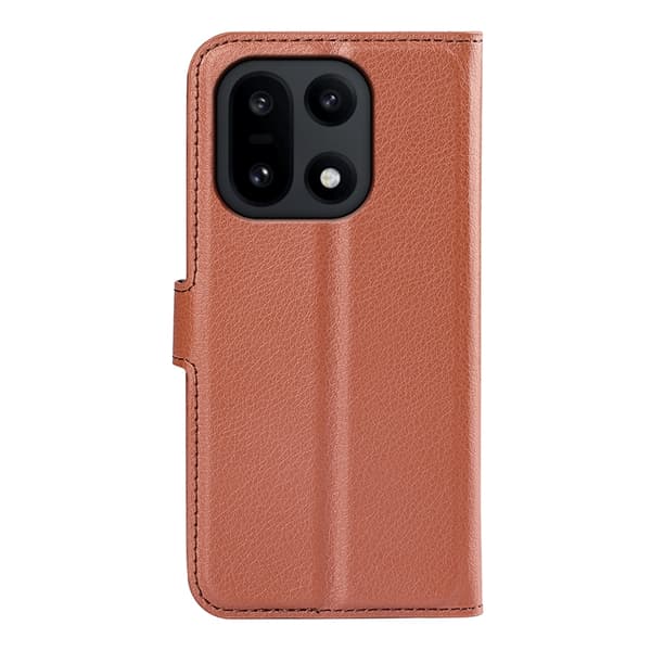 OnePlus 15 5G Plånboksfodral Litchi Shockproof Konstläder Brun