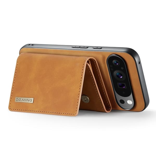 DG.MING Google Pixel 10 Pro XL Konstläder Plånboksfodral Detatchable M1 - Brun Brun