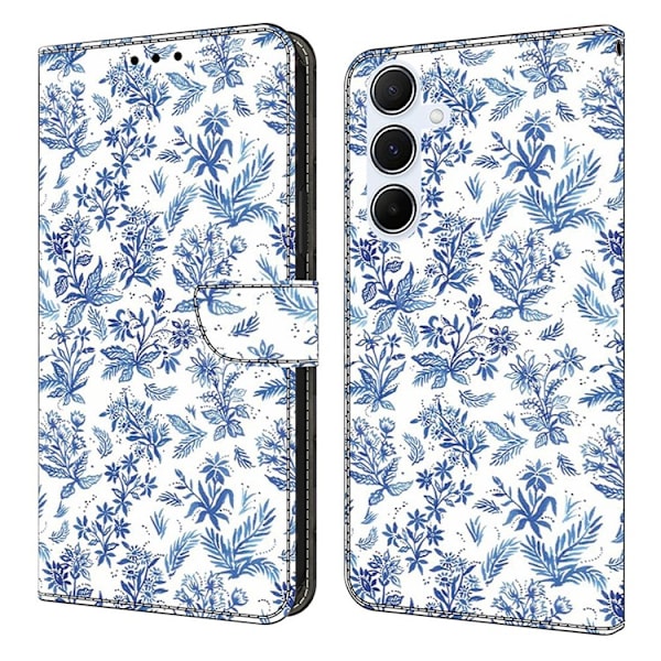 Galaxy A17/A26 Plånboksfodral Konstläder Pattern Printing Vit