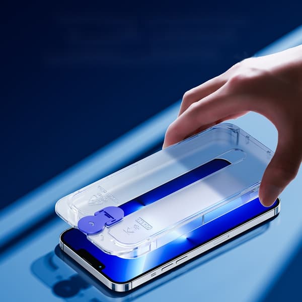 Joyroom iPhone 14 Plus Karkaistu lasi Knight -näytönsuoja Mountinilla Transparent