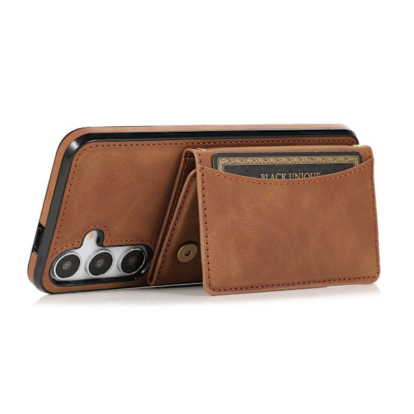 Plånboksfodral för Samsung Galaxy S26 Plus Tri-Fold Kickstand PU - Brun