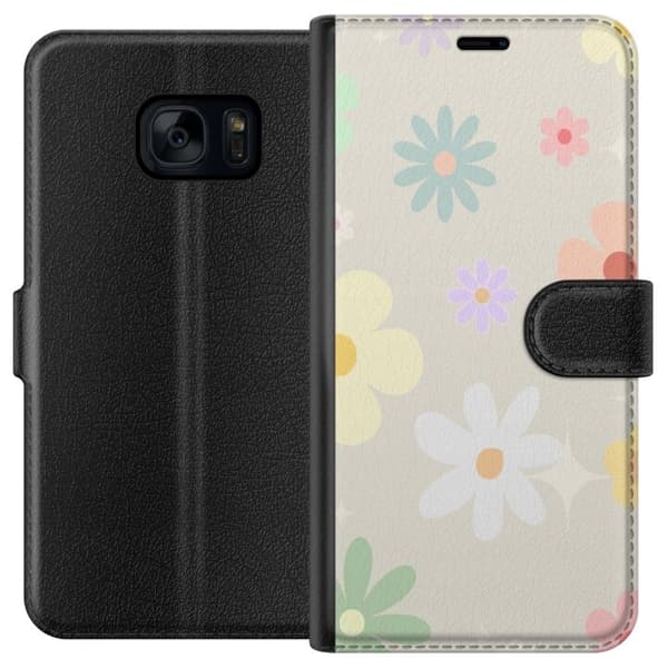 Plånboksfodral till Samsung Galaxy S7 med fejdande blommor