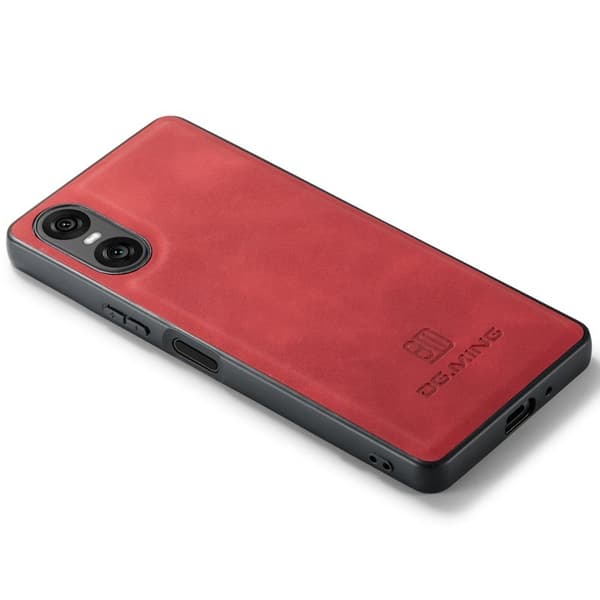 DG.MING Mobilskal till Sony Xperia 10 VI PU Läder + PC + TPU Röd