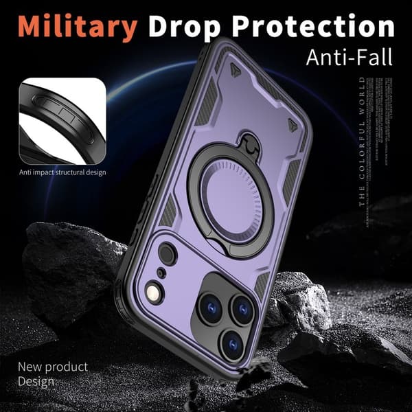 Mobilskal till iPhone 17 Pro Max Plast Militärt Skydd - Lila