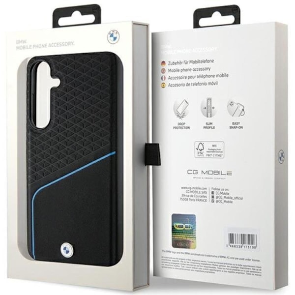BMW Galaxy S24 Plus Mobilskal Magsafe Signature Läder Textured Line Svart