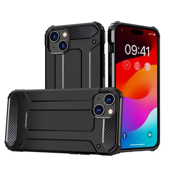 iPhone 15 Plus -puhelimen suojakuori Hybrid Armor - Musta Black