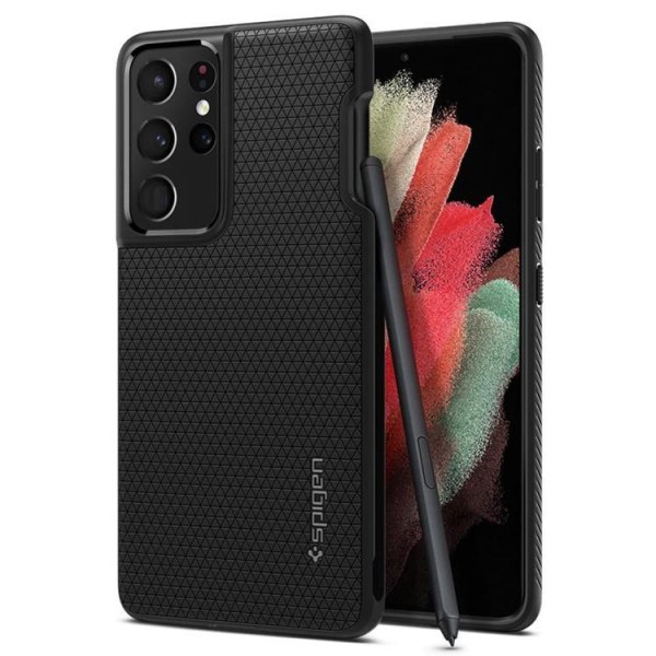 Spigen Liquid Air -suojus kynällä Galaxy S21 Ultra - Mattamusta