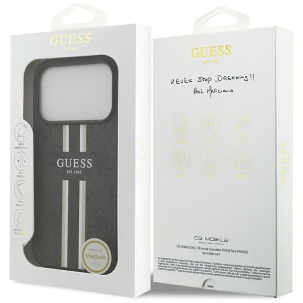 Guess Mobilskal till iPhone 17 Pro MagSafe 4G Printed Stripes - Svart Svart